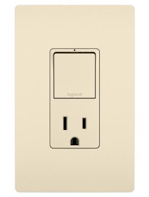 Legrand - RCD38TRLA - radiant - Single Pole/3-Way Switch with 15A Tamper-Resistant Outlet - Light Almond