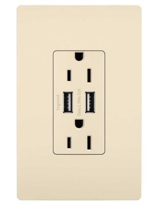 Legrand - TM826USBLA - radiant - 15A Tamper-Resistant USB Outlet - Light Almond