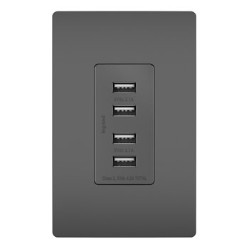 Legrand - TM8USB4BKCC6 - radiant - Quad USB Charger - Black