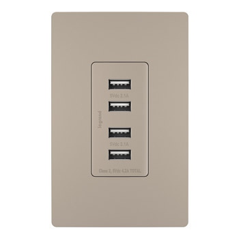 Legrand - TM8USB4NICC6 - radiant - Quad USB Charger - Nickel