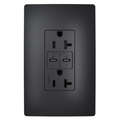 Legrand - TR20USBPD65BK - radiant - 65W Commercial USB Outlet, Type C, 20A, Tamper-Resistant - Black