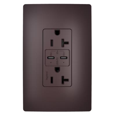 Legrand - TR20USBPD65DB - radiant - 65W Commercial USB Outlet, Type C, 20A, Tamper-Resistant - Dark Bronze