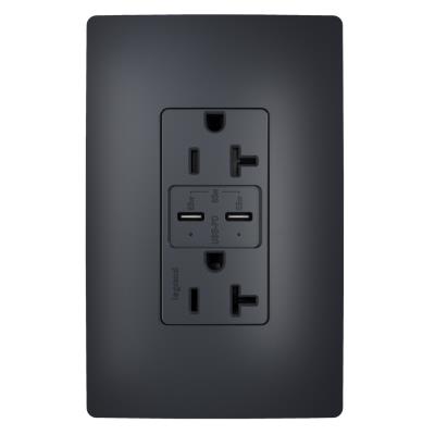 Legrand - TR20USBPD65G - radiant - 65W Commercial USB Outlet, Type C, 20A, Tamper-Resistant - Graphite