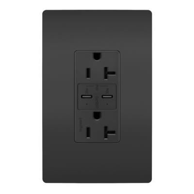 Legrand - TR20USBPDBK - radiant - 20A Tamper Resistant Ultra Fast PLUS Power Delivery USB Type C/C Outlet - Black