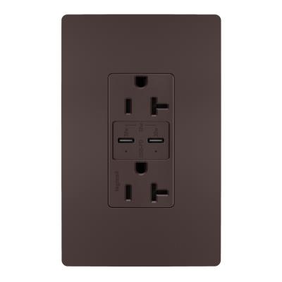 Legrand - TR20USBPDDB - radiant - 20A Tamper Resistant Ultra Fast PLUS Power Delivery USB Type C/C Outlet - Dark Bronze