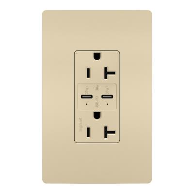 Legrand - TR20USBPDI - radiant - 20A Tamper Resistant Ultra Fast PLUS Power Delivery USB Type C/C Outlet - Ivory
