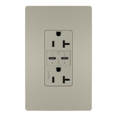 Legrand - TR20USBPDNI - radiant - 20A Tamper Resistant Ultra Fast PLUS Power Delivery USB Type C/C Outlet - Nickel