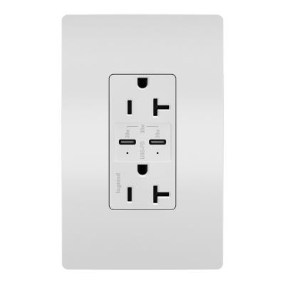 Legrand - TR20USBPDW - radiant - 20A Tamper Resistant Ultra Fast PLUS Power Delivery USB Type C/C Outlet - White