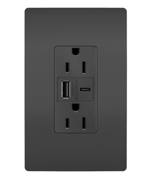 Legrand - WRR26USBAC6BK - radiant - Outdoor Ultra-Fast USB Outlet - Black