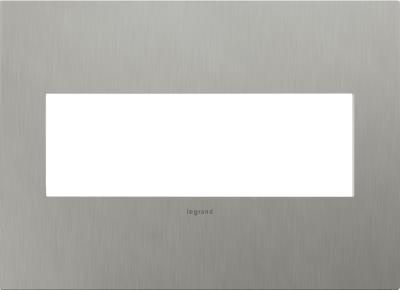 Legrand - AWC3GBS4 - adorne - Three-Gang Screwless Wall Plate - Brushed Stainless Steel