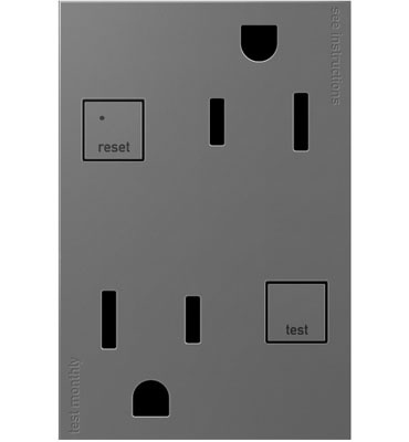 Legrand - AGFTR2153M4 - adorne - Plus Size Tamper-Resistant 15A Duplex Self-Test GFCI Receptacles - Magnesium